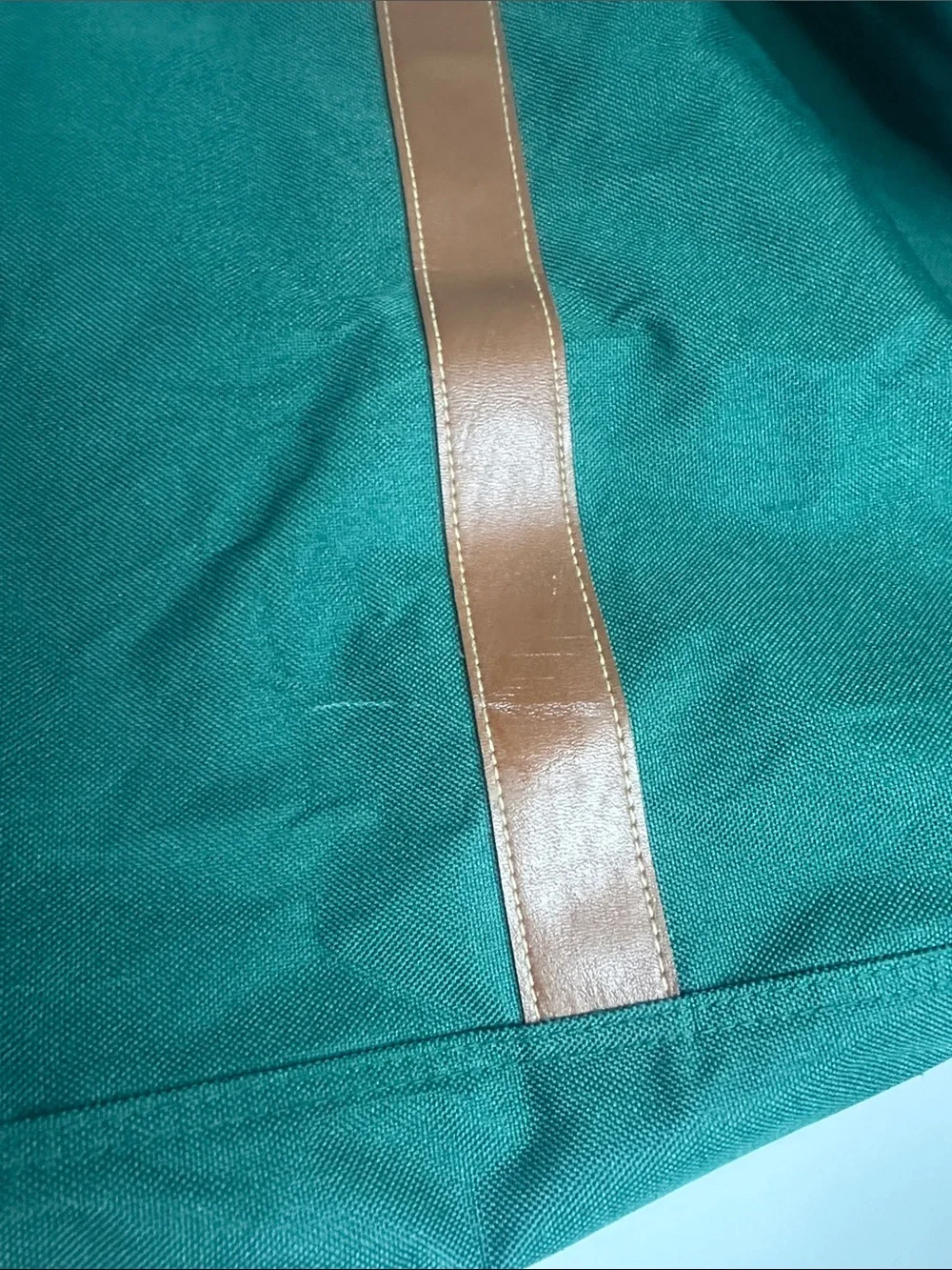 Ralph Lauren Green Canvas Weekender Bag with Brown Faux Leather Trim